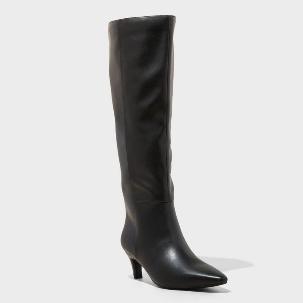 Women's Kendra Kitten Heel Tall Dress Boots with Memory Foam Insole - Black 6